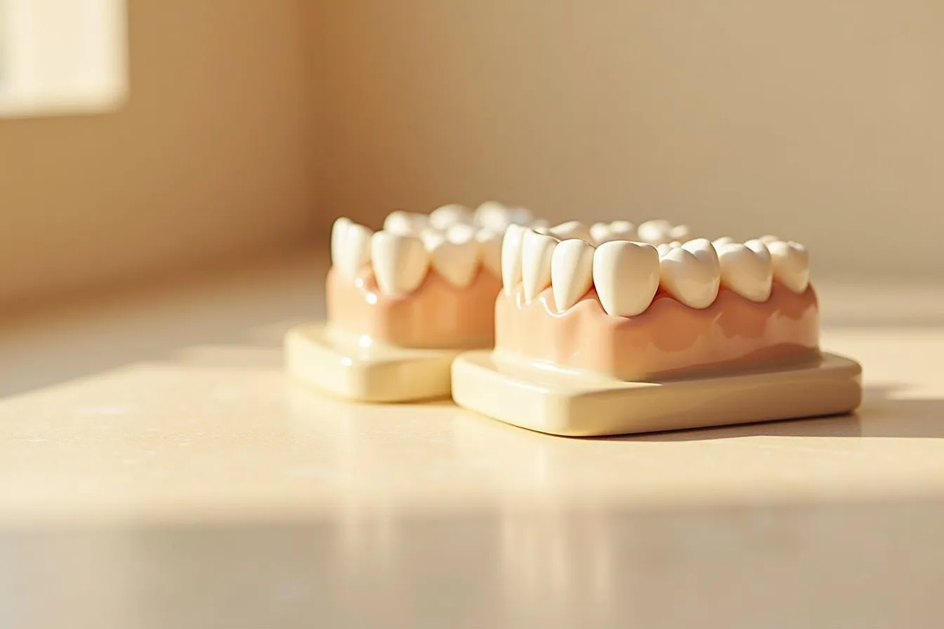 Implantat- und Brückenmodell im Vergleich